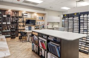 Inside S&W Kitchens Melbourne showroom selection boards