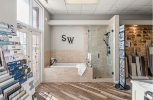 Inside S&W Kitchens Melbourne showroom bath layout