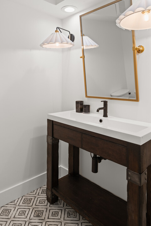 custom bathroom dark brown wood vanity