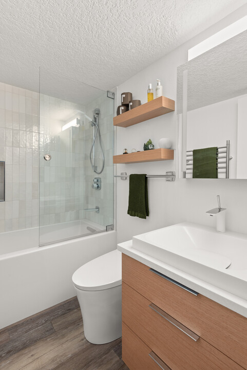 floating shelves in bathroom