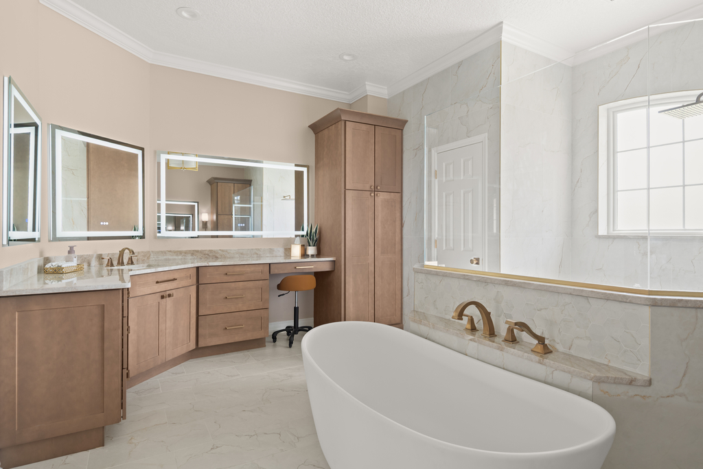 s-w-kitchen-aging-in-place-led-mirrors Additional led can lighting and front and back lit mirrors for aging in place bath