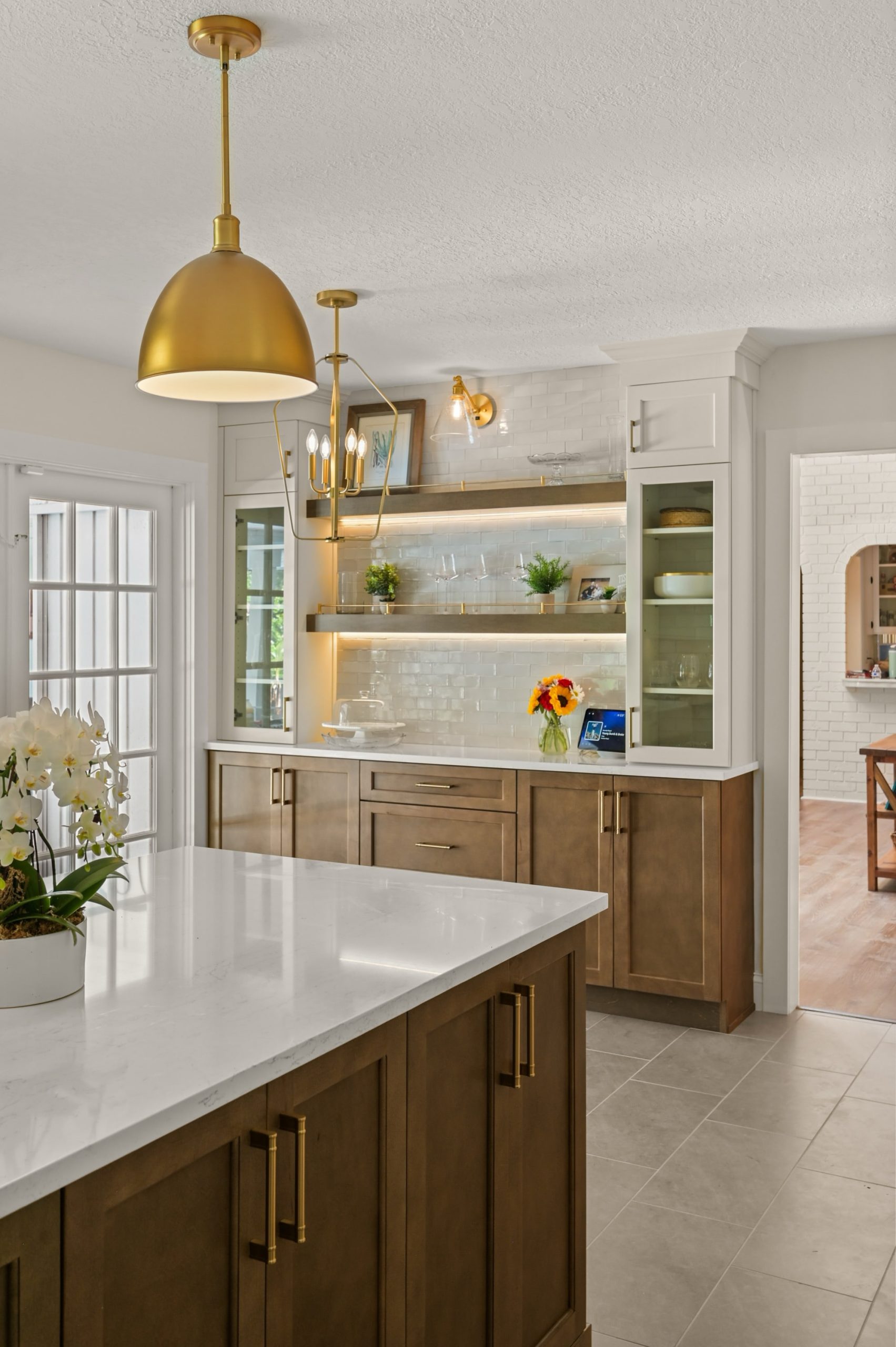 Sweetwater kitchen remodel buffet with floating shelves