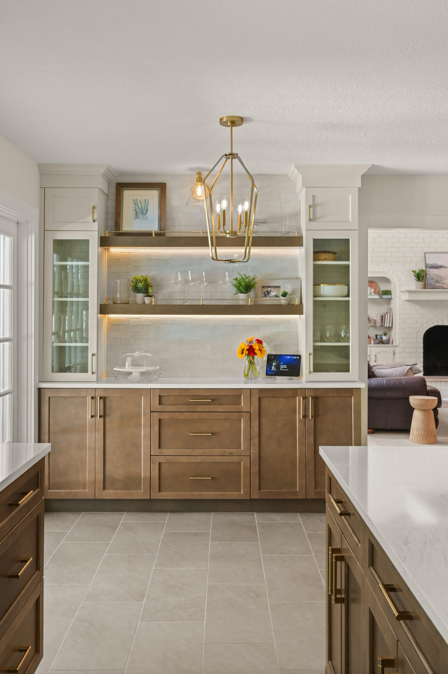 Sweetwater kicthen remodel two tone buffet with floating shelves