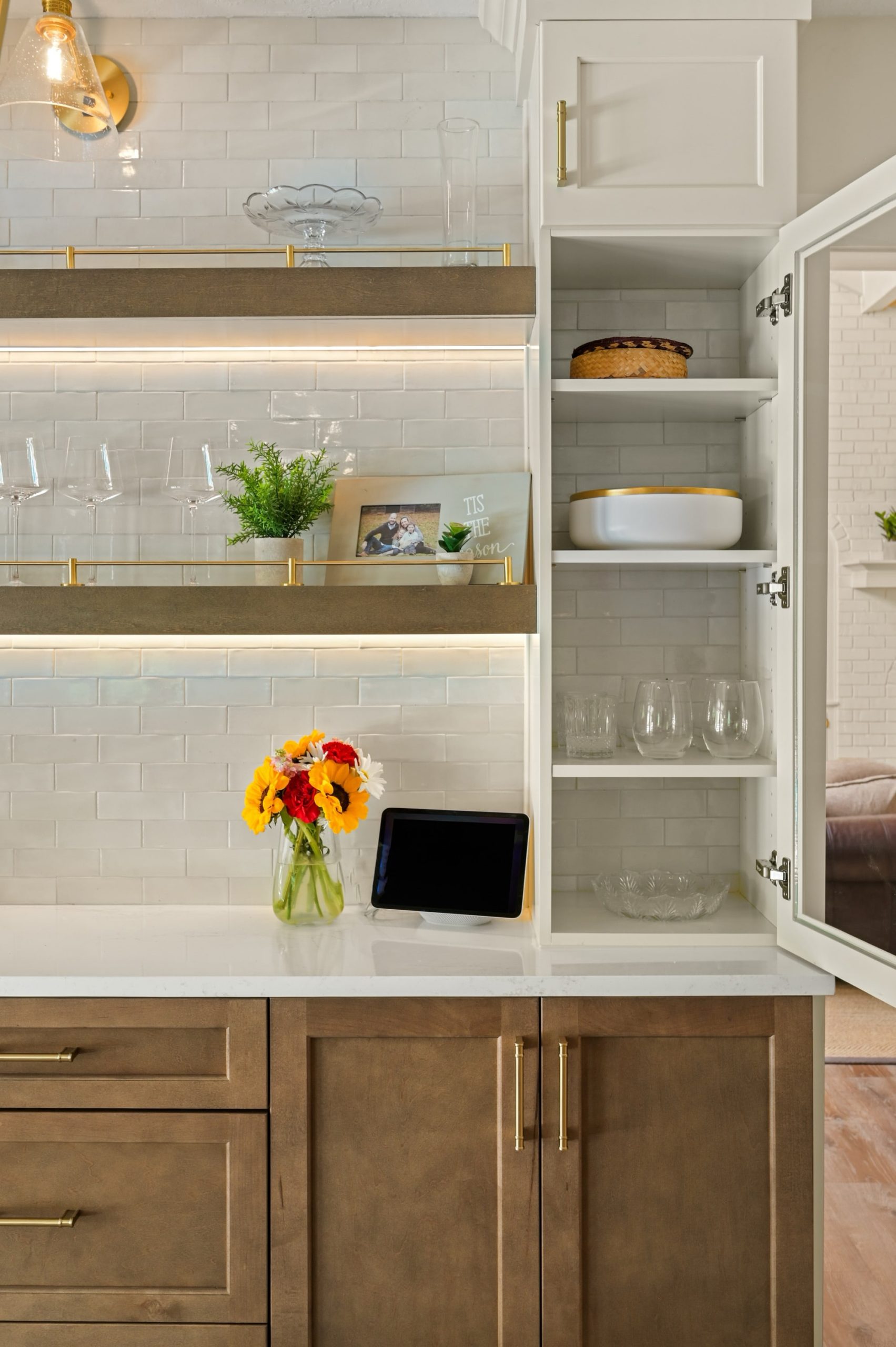 Sweetwater kitchen remodel up close image of buffet and cabinet open